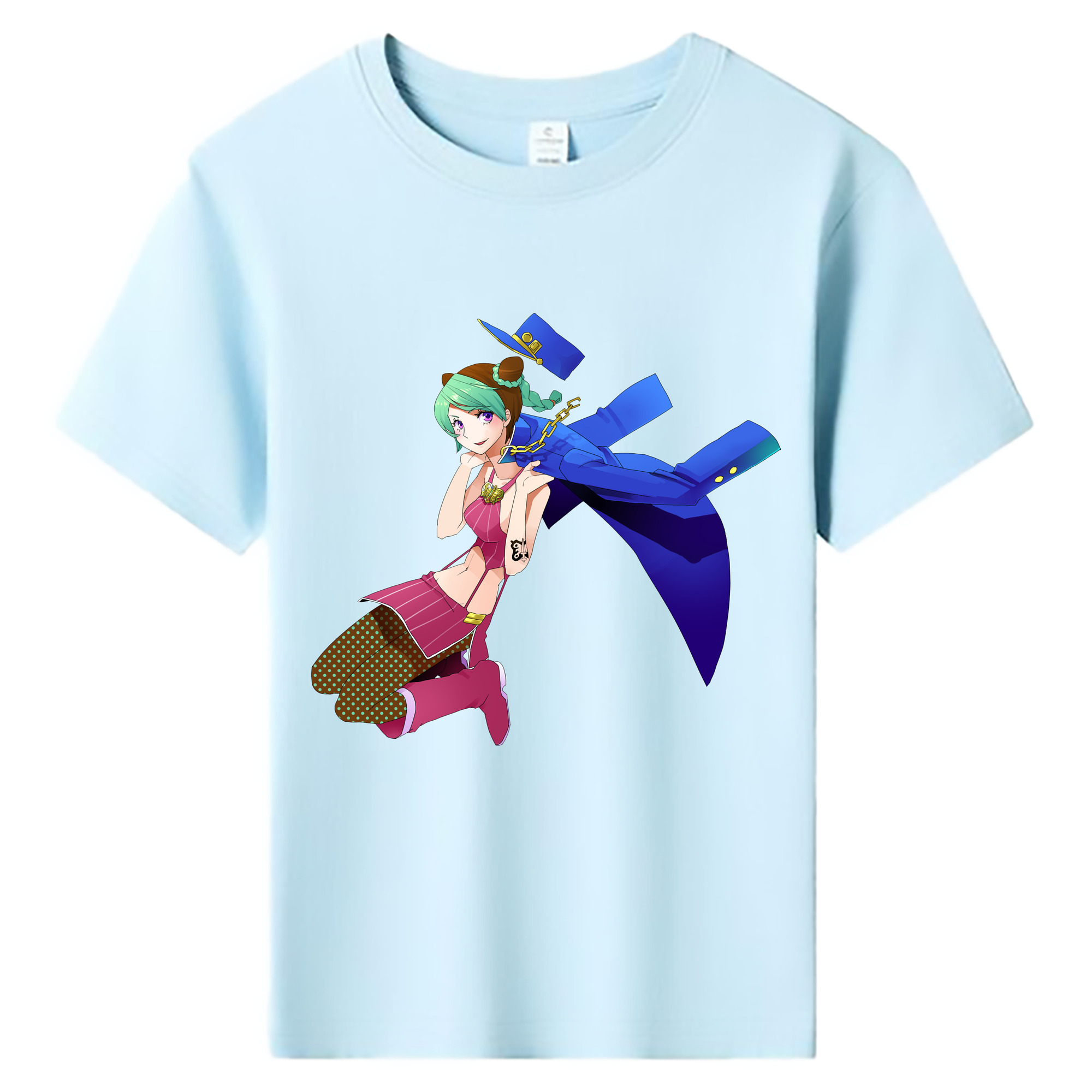 （画像用） "ジョジョの奇妙な冒険 くうじょう ジョリーン JoJo's Bizarre Adventure Jolyne Cujoh " 綿100％キッズTシャツ（フロントプリント）